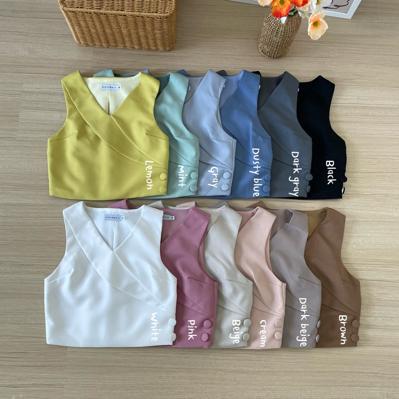 Sisters.u TOP 103 เสื้อแขนกุด กระดุมปั้มข้าง