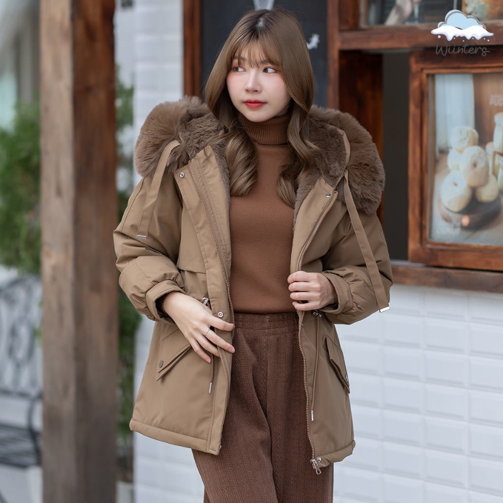 [ LB-027 I Snowy Coat + Isabella Sweater + Claire Pant ] เสื้อโค้ท มีฮู้ด ขนเฟอร์ ถอดได้ I เสื้อคอเต