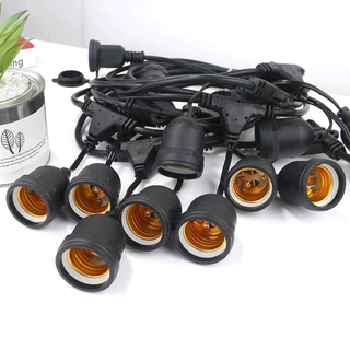 สายแพ ขั้วE27 สายไฟขั้วห้อยระย้า 10-50เมตร พร้อมหลอดไฟLED 3W สายไฟขั้วระย้า งานคุณภาพ กันน้ำ เส้นหนา ทนทาน ขายไฟราว