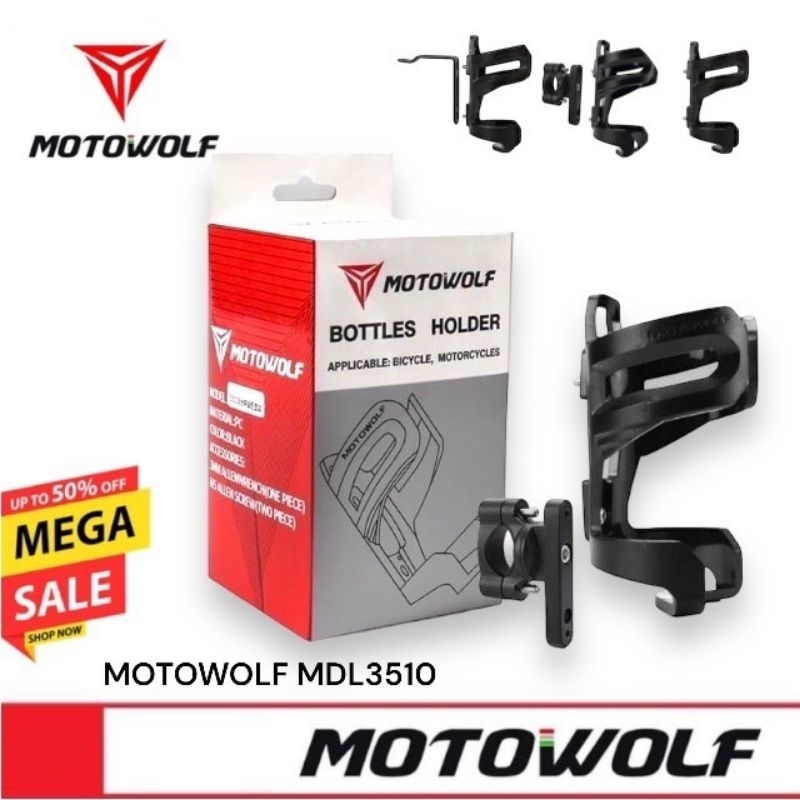 MOTOWOLF MDL 3510 ที่ใส่ขวดน้ำ ที่วางแก้วน้ำมอเตอร์ไซด์ ที่ใส่แก้วน้ำ ที่วางขวดน้ำ สำหรับติดจักรยานและมอเตอร์ไซค์