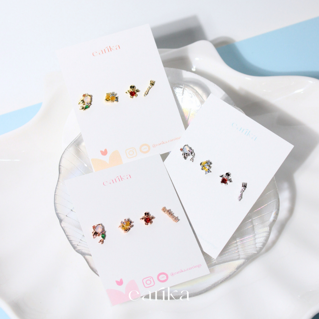 earika.earrings - little mermaid set เซ็ตต่างหูนางเงือก ก้านเงินแท้ชุบทองคำขาว/ทอง (มี 3 สี) เหมาะสำ