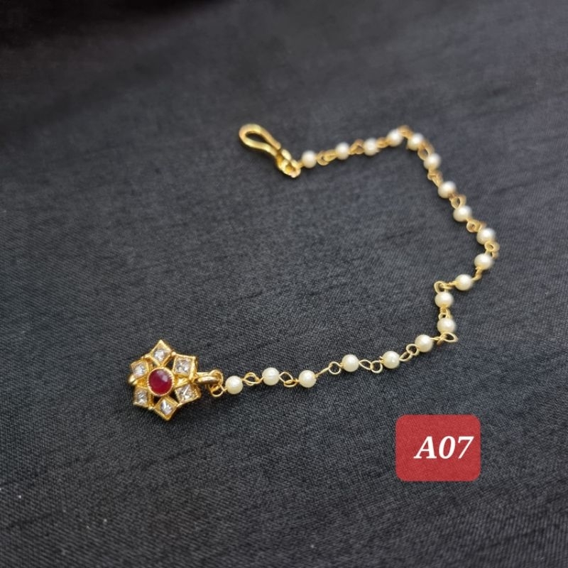 จิวจมูกอินเดียแบบมีสายมุก/จิวจมูกหนีบ/สินค้าพร้อมส่ง - รูปที่ 3