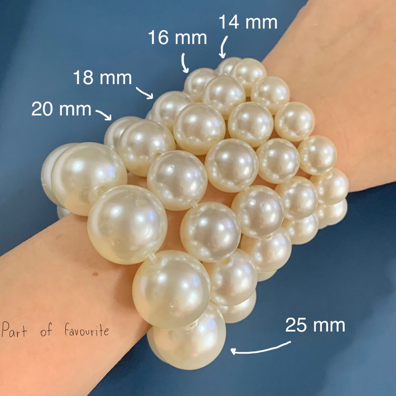 กำไลมุก ลูกปัดเม็ดใหญ่ กำไลลูกปัดมุก ใหญ่ ขนาด 14 - 18 20 25 mm