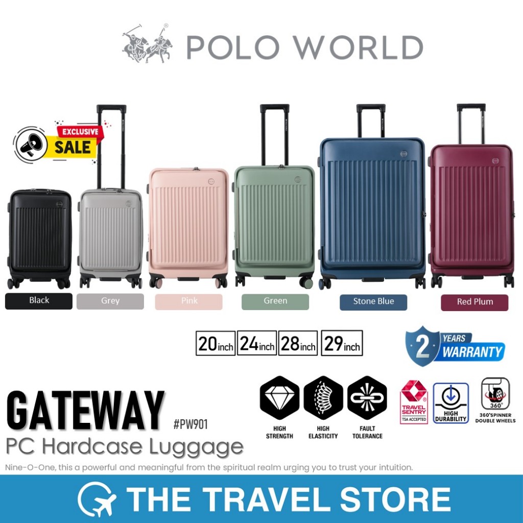 POLO WORLD PW901 Gateway PC Hardcase Luggage  กระเป๋าเดินทาง โปโลเวิล์ด รุ่นเกทเวย์ มีรับประกัน 2 ปี