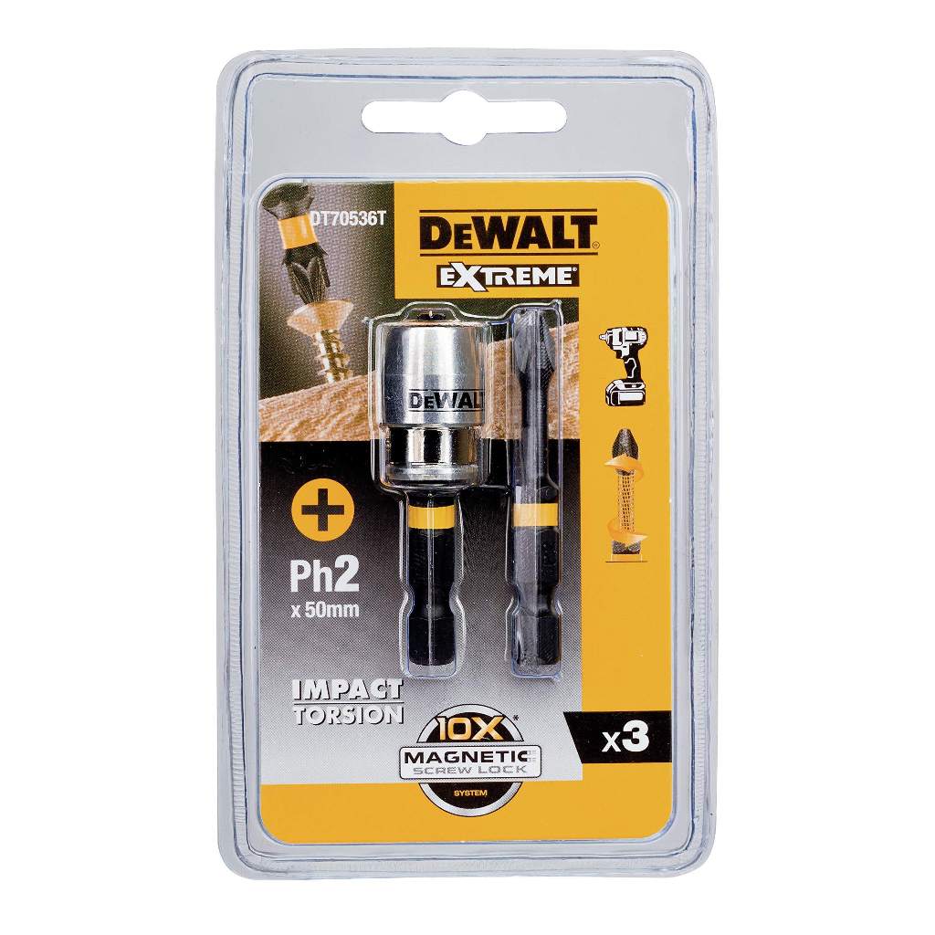 DEWALT 🇹🇭 ชุดดอกไขควง พร้อมปลอกแม่เหล็กแรงสูง รุ่น DT70536T-QZ ไขควง อุปกรณ์เครื่องมือช่าง งานช่าง ด