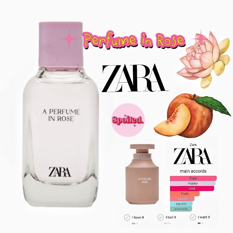 Zaraน้ำหอมซาร่า กลิ่น Perfume in Rose 🌹หอมกุหลาบ มีเอกลักษณ์ สินค้าจาก Zara store