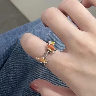 COD❤️พร้อมส่ง-แหวนสุนัขการ์ตูนน่ารักความคิดสร้างสรรค์เปิดปรับได้เครื่องประดับเข้ากับทุกการแต่งกาย-a.one