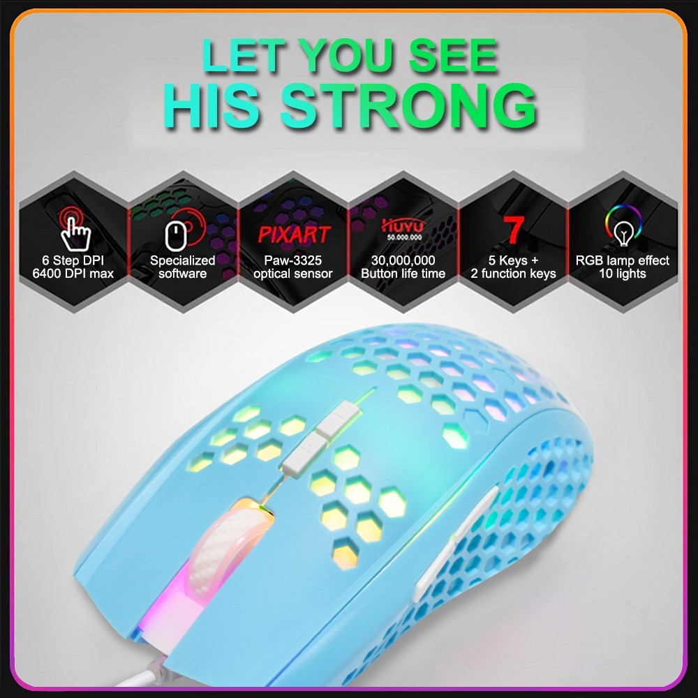 OKER เมาส์เกมมิ่ง (MACRO USB) E-SPORTS GAMING 7D (6400DPI) USB2.0/1.1 (รุ่นGM-56)