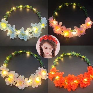 🌺COD🌺ที่คาดผมมีไฟ ที่คาดผมLED ที่คาดผมดอกไม้ สาวนางฟ้าปาร์ตี้ที่คาดผมเรืองแสง