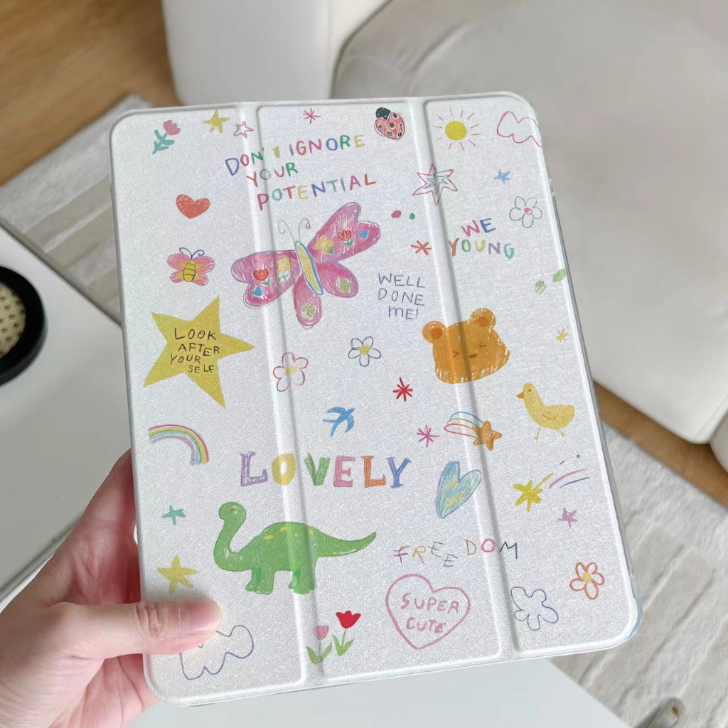 พร้อมส่ง เคสไอเเพด gen9 Butterfly&Bear Air5 ผีเสื้อ cute มีที่เก็บปากกา pro11 เคสป้องกัน Air6 m2