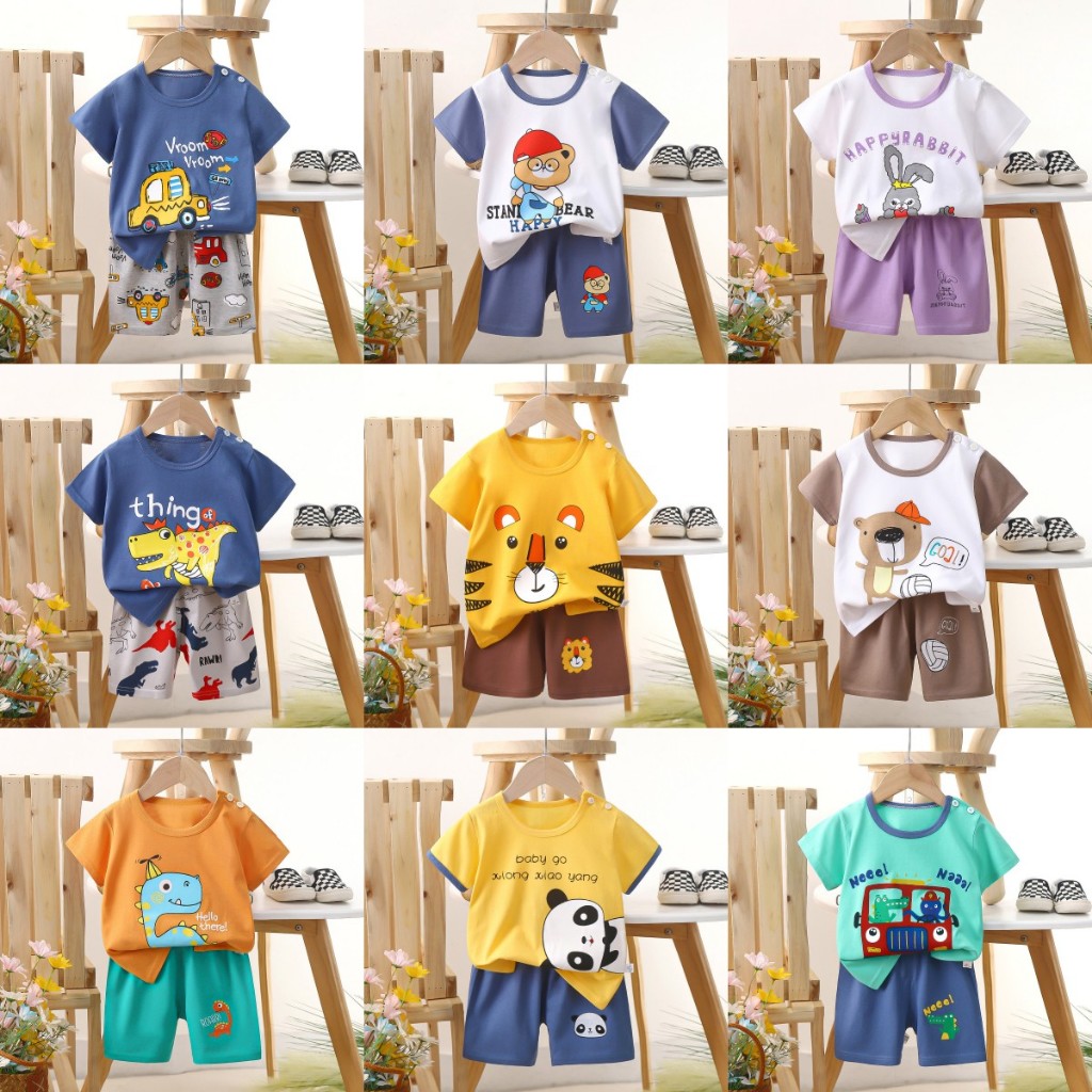 ชุดเด็กเสื้อ+กางเกงขาสั้นเด็ก   ลายน่ารัก ชุดเซ็ทเด็ก