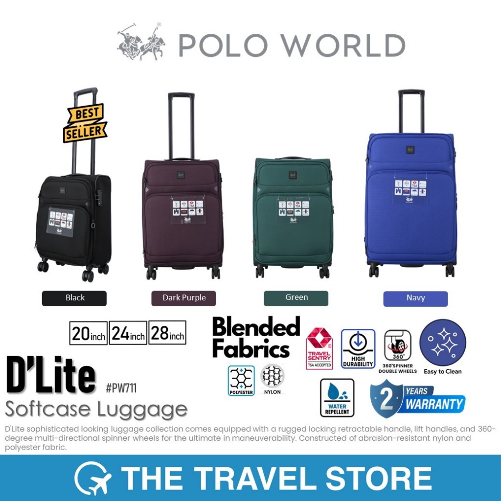 POLO WORLD PW711 D'Lite Softcase Luggage กระเป๋าเดินทางล้อลาก แบบผ้า รับประกัน 2 ปี*