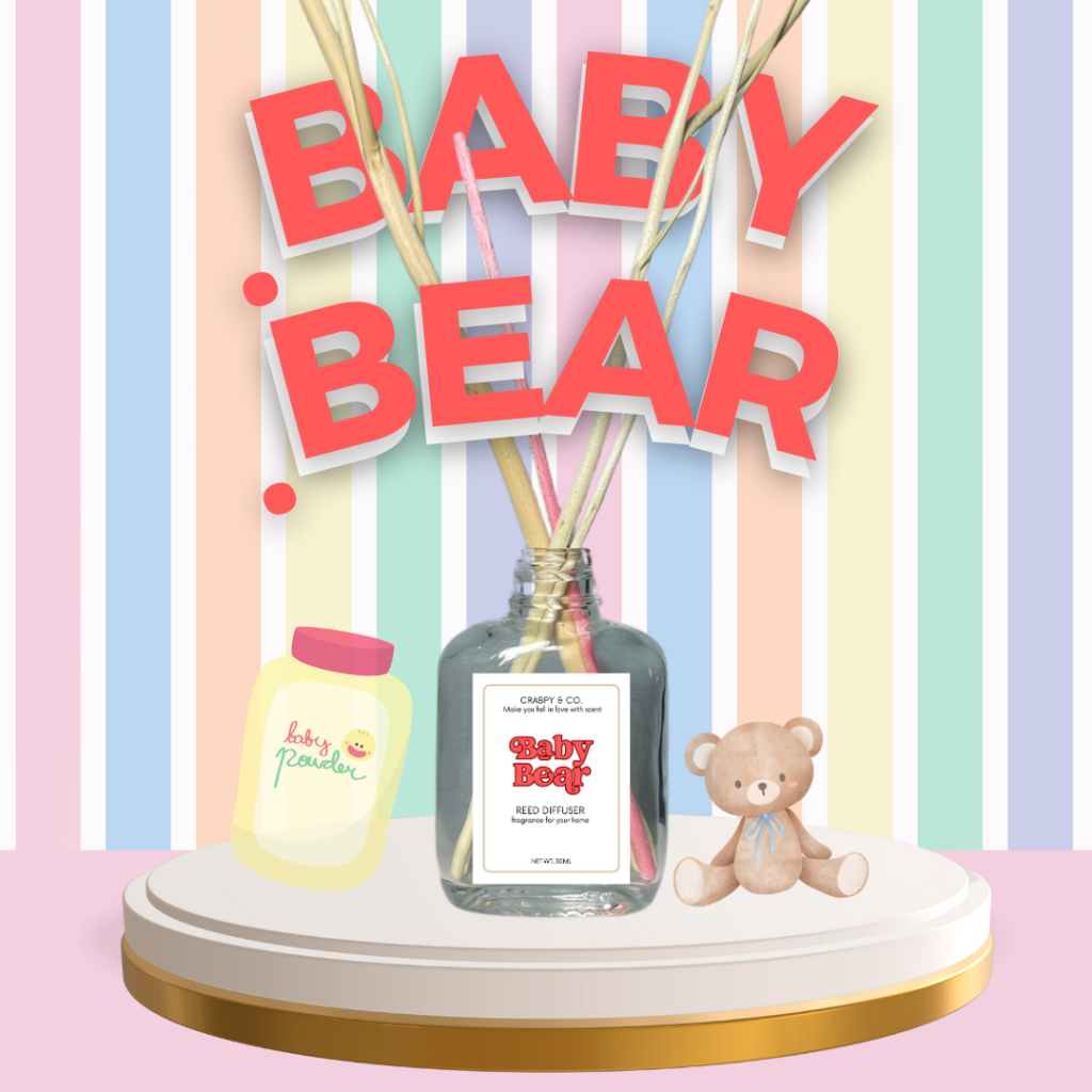 ก้านไม้หอม กลิ่น Baby Bear 🧸(ขนาด 30 ml.) ก้านไม้หอมปรับอากาศ Reed Diffuser ฟรี! ก้านไม้งากระจายกลิ่น