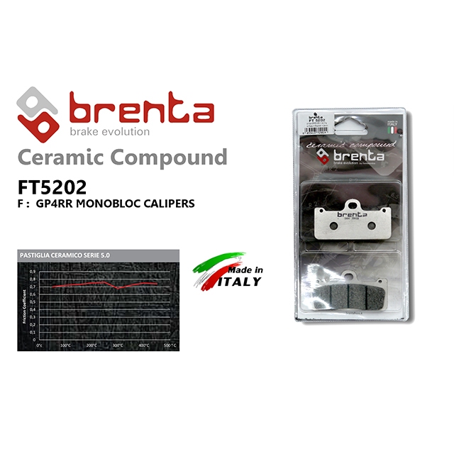 brenta BR5202(Ceramic Racing, Front) (BRENTA)-GP4RR MONOBLOC CALIPERS ผ้าเบรคหน้า