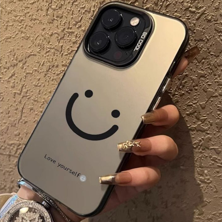 จัดส่งทันที เคสไอโฟน11/12/13/15/16 Pro Max น่ารัก Cute Simile Silver Matte Case For iPhone 11,12,13,14,14PM,15PM,16PM