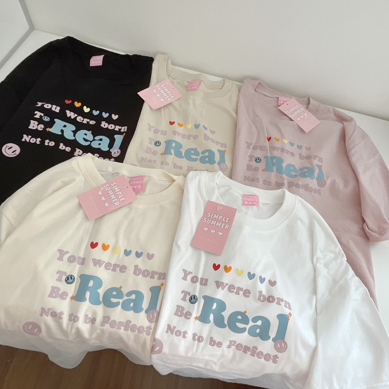Sugarbeetshop | S293 Oversized Real You were born to be เสื้อยืดโอเวอร์ไซต์ ผ้าคอตตอน