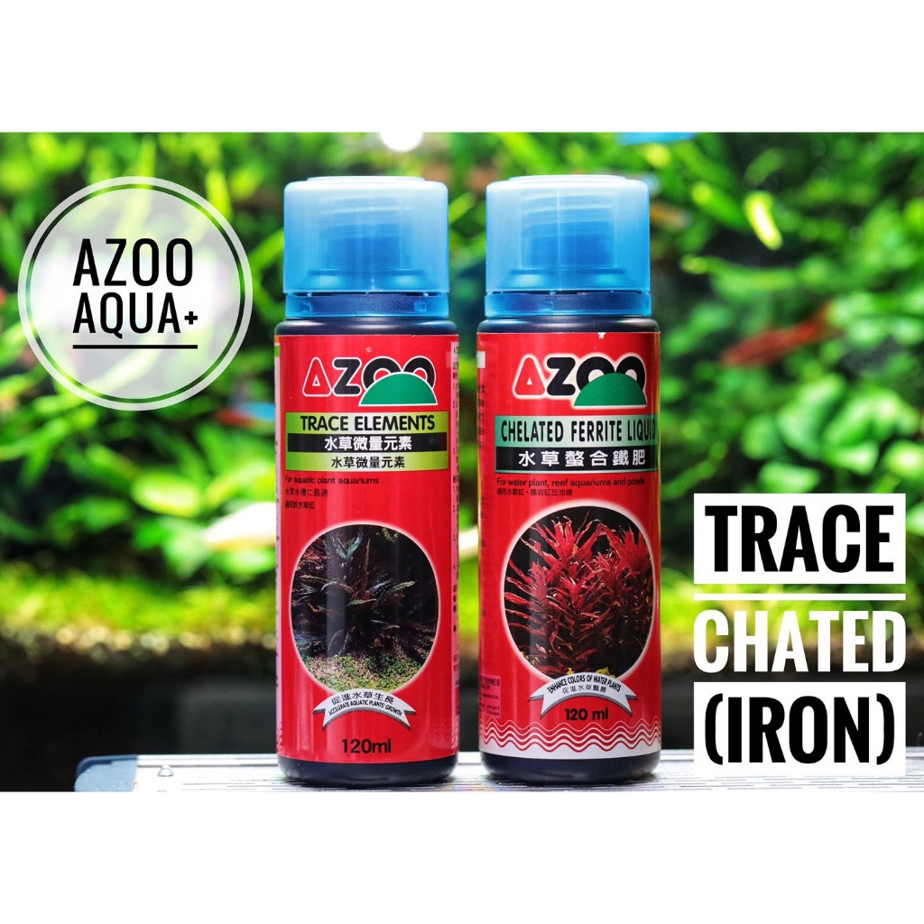 Azooปุ๋ยไม้แดง (แร่ธาตุรอง TRACE ELEMENTS) / (ธาตุเหล็ก CHELATED FERRITE LIQUID) ขนาด 120 ml. สำหรับบำรุงไม้น้ำ