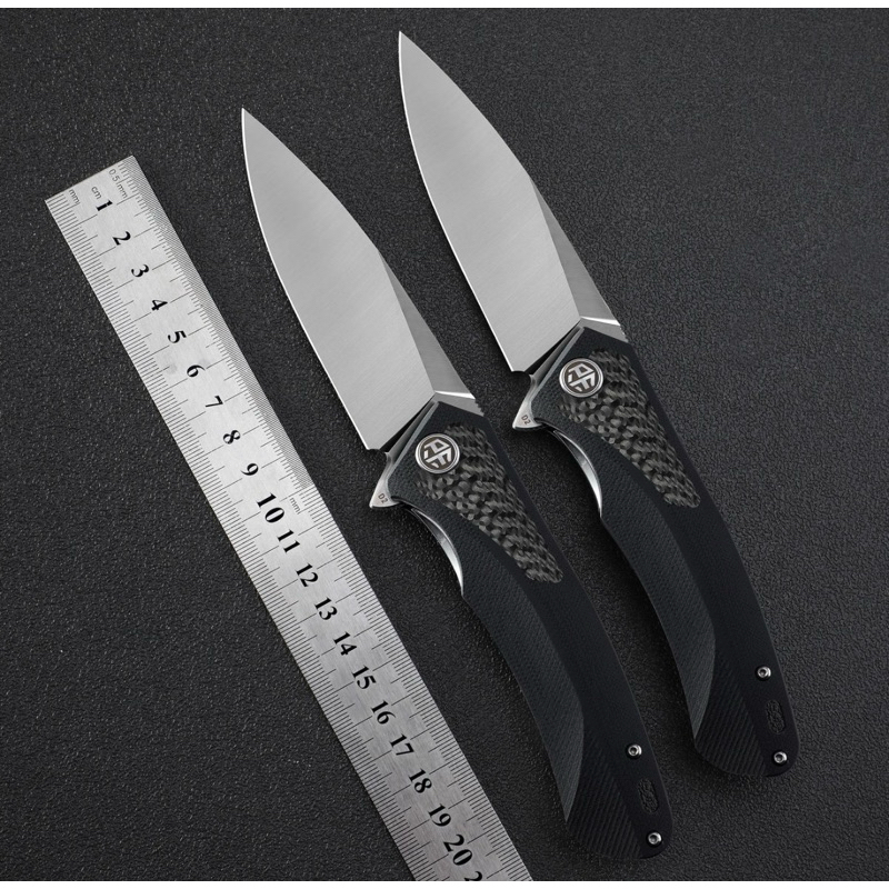 Petrified fish PF838C D2 steel flipper folding knives G10+Carbon fiber handle camping tool