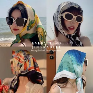 🔥พร้อมส่ง🔥 ผ้าพันคอซาติน ลายจุด【70x70 ซม】ผ้ามัดผมเกาหลี