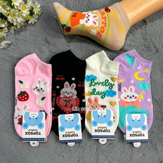 Topsockถุงเท้าข้อสั้นลายการ์ตูน 1แพ็ค10คู่ ขนาดฟรีไซส์ ผู้ใหญ่ ลายน่ารักสีสดใส่ สินค้าคละลาย ผ้าดี ผ้านิ่ม ใส่สบายจ้า