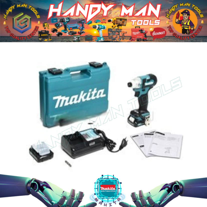 MAKITA รุ่น TD111DWYE สว่านไขควงกระแทกไร้สาย 12 โวลต์ 1/4 นิ้ว รวมแบตเตอรี่และแท่นชาร์จ