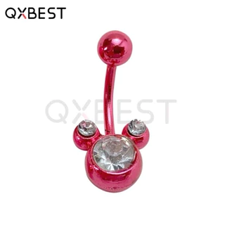 ✪จิวสะดือสแตนเลสแท้ จิวหูสแตนเลสแท้ ✪ Navel with 2 CZ (NV.2CZ)✪ Korean earring navel CZ Stainless Steel ascessories