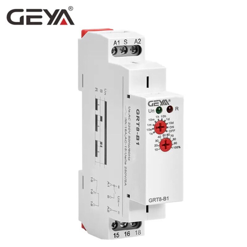 อุปกรณ์หน่วงเวลาปิด GEYA รุ่น GRT8-B delay off timer แรงดันไฟฟ้า 220 Vac