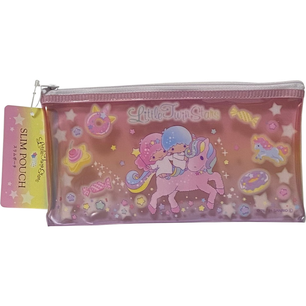 【Direct from Japan】Sanrio Little Twin Stars Flat vinyl Multi Pouch Zipper Pen Case Stationery
