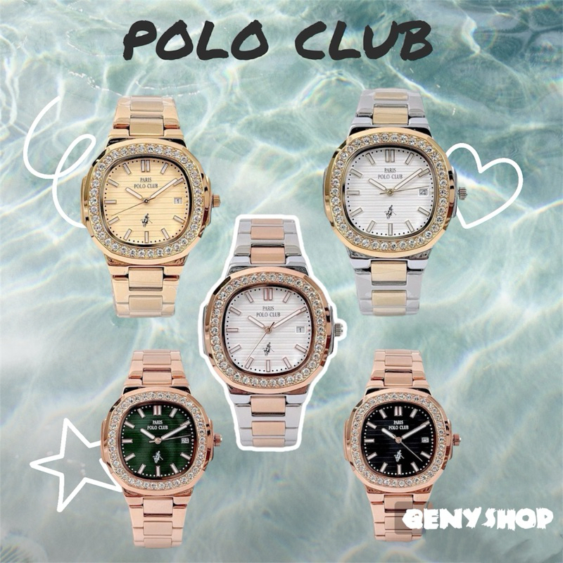 [NEW] Paris Polo Clob แท้💯 Watch นาฬิกาข้อมือผู้หญิง หน้าปัดล้อมเพชร สวย หรู