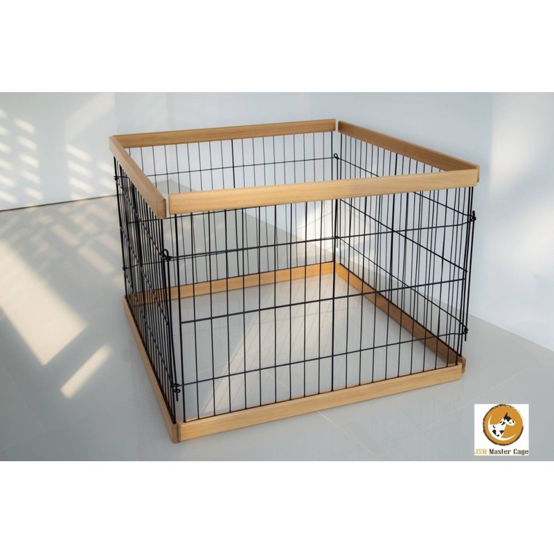 คอกไม้ผสมกับเหล็กพ่นสีฝุ่น(powder coating) คอกญี่ปุ่น มีประตู