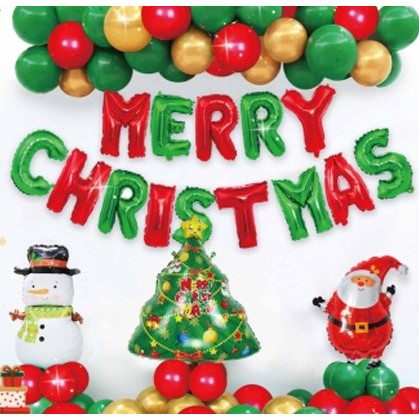 แถมริบบิ้น MERRY CHRISTMAS 16 นิ้ว ลูกโป่ง คริสมาส คริสต์มาส แซนต้าครอส สโนว์แมน snowman santa claus