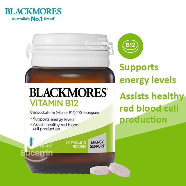 Blackmores Vitamin B12 Energy Support 75 Tablets วิตามินบี 12