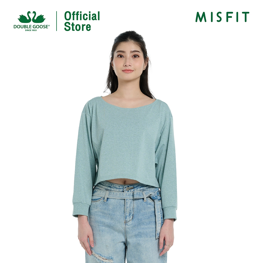 ห่านคู่ Misfit เสื้อครอปผู้หญิง แขนยาว ทรง Oversize ปลายแขนจั๊มพ์