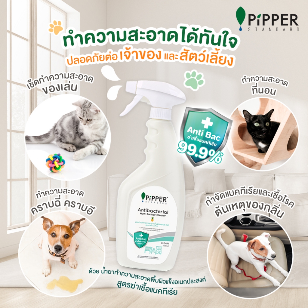 PiPPERSTANDARD ผลิตภัณฑ์ทำความสะอาดพื้นผิวแข็งอเนกประสงค์ สูตรฆ่าเชื้อแบคทีเรีย กลิ่นทีทรีออย 400 มล. แพ็คคู่ - รูปที่ 3