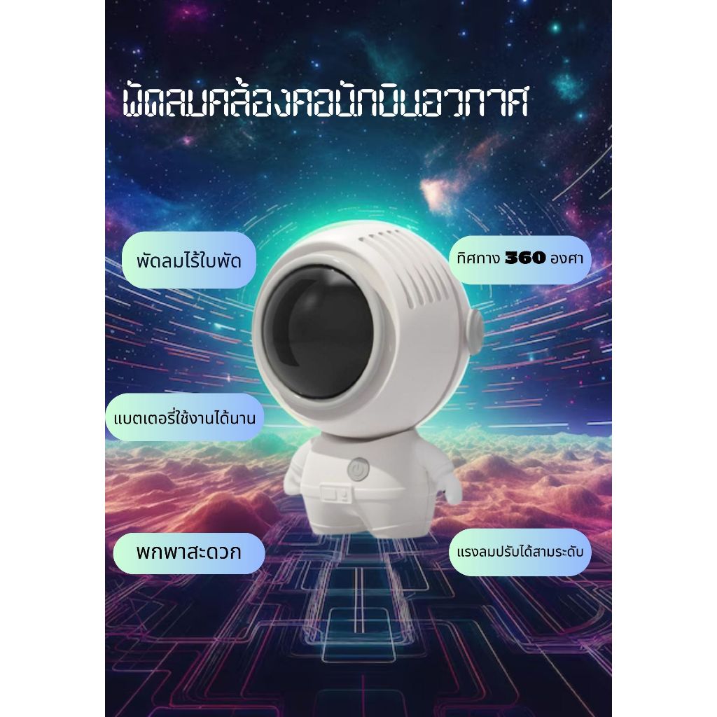สินค้าพร้อมส่ง！ พัดลมคล้องคอนักบินอวกาศ พัดลมมือถือ พัดลมพกพา (MF040)