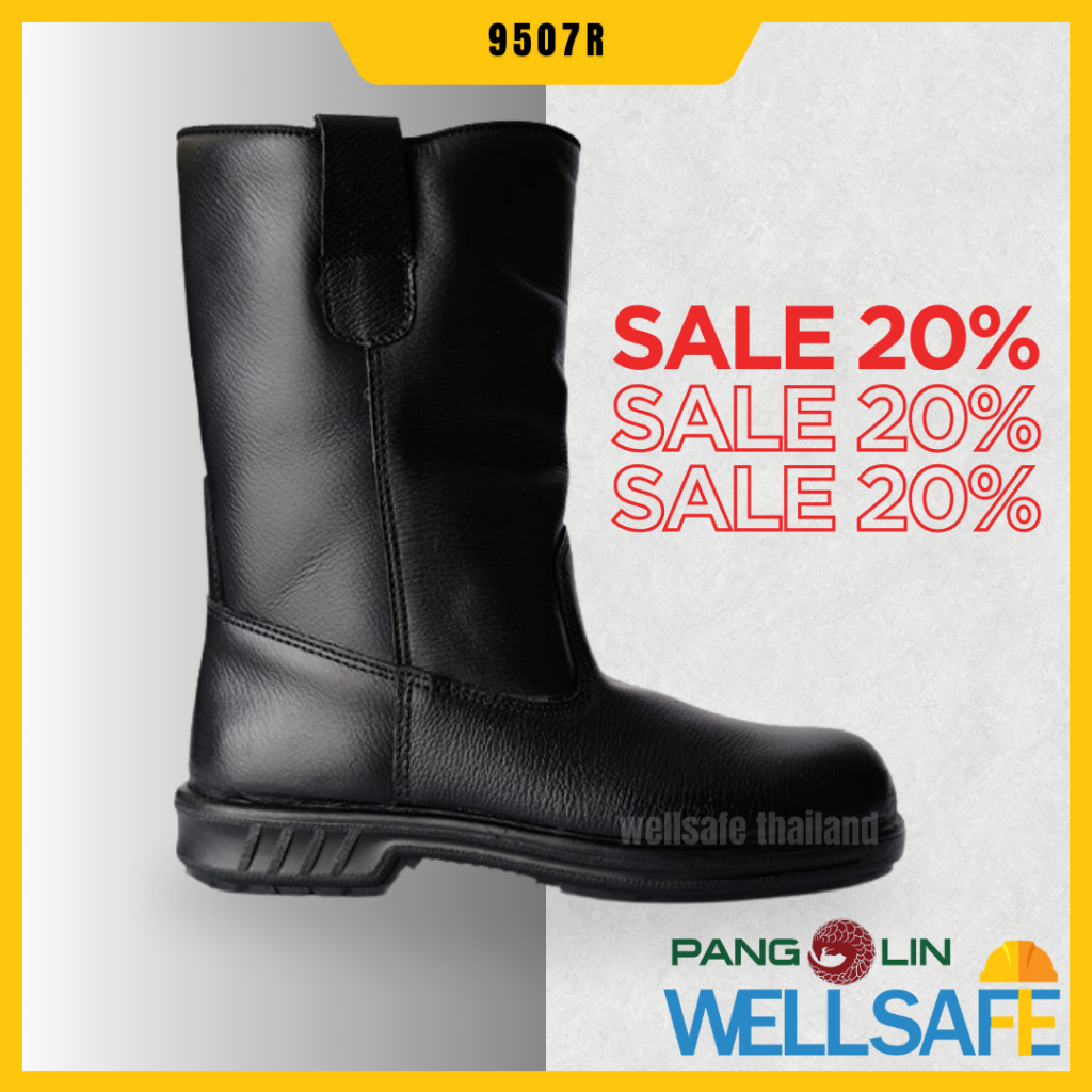 PANGOLIN บูทเซฟตี้ รองเท้าเซฟตี้ รุ่น 9507r สีดำ แพนโกลิน หัวเหล็กกันกระแทก