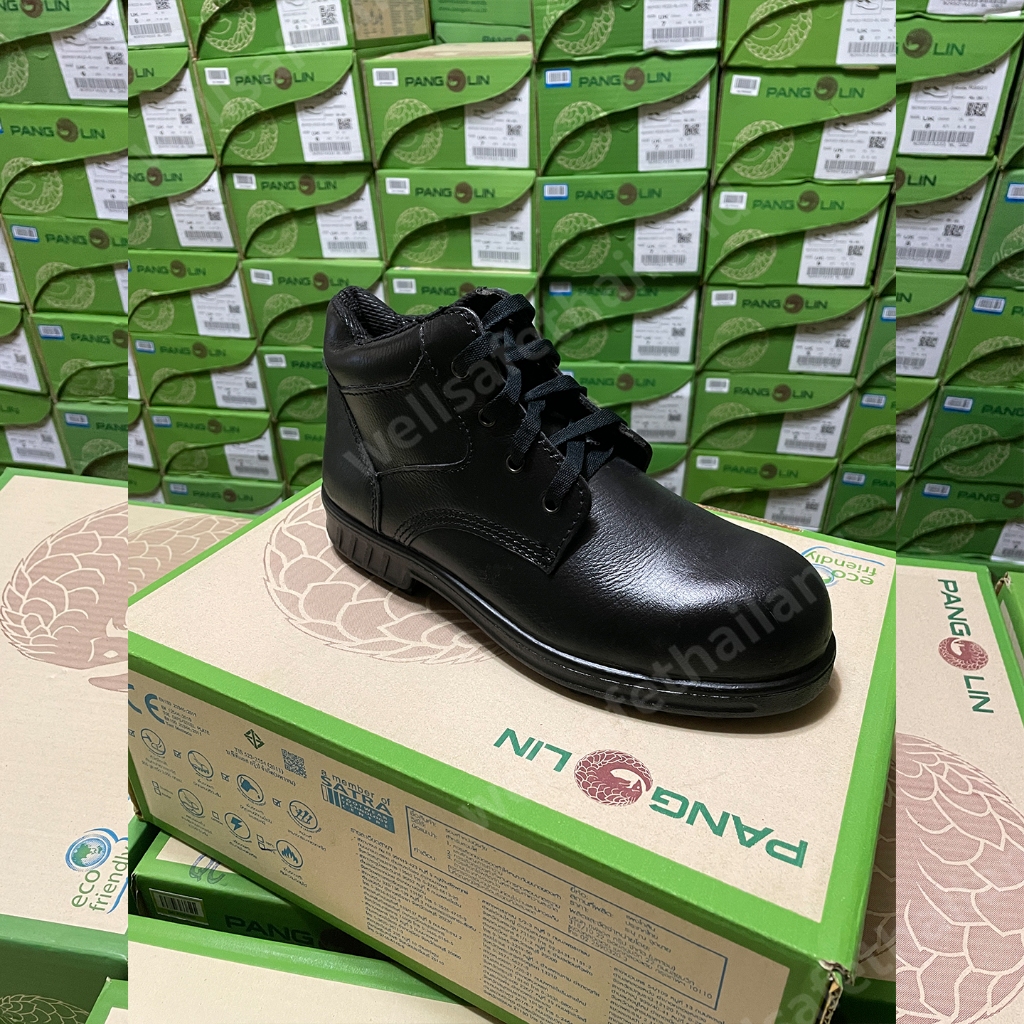 [เก็บโค้ด ลด 30%] PANGOLIN รองเท้าเซฟตี้  รุ่น 9504R สีดำ แพนโกลิน หัวเหล็กกันกระแทก รองเท้านิรภัย