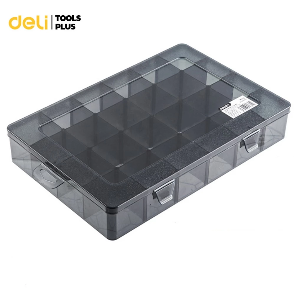 Deli กล่องใส่อะไหล่ กล่องเก็บของอเนกประสงค์ แบ่งช่อง ปรับขนาดช่องได้ จัดระเบียบ Tool Box