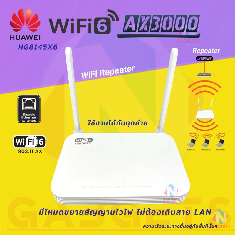 HUAWEI Repeater  รุ่นHG8145X6  WIFI6 AX3000 160MHz  มือ2