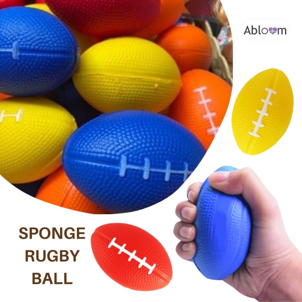 Abloom ลูกบอลนวด ทรงรักบี้ บริหารมือ คลายเครียด Sponge Rugby Ball Hand Therapy Squeeze Exercise Stress Balls