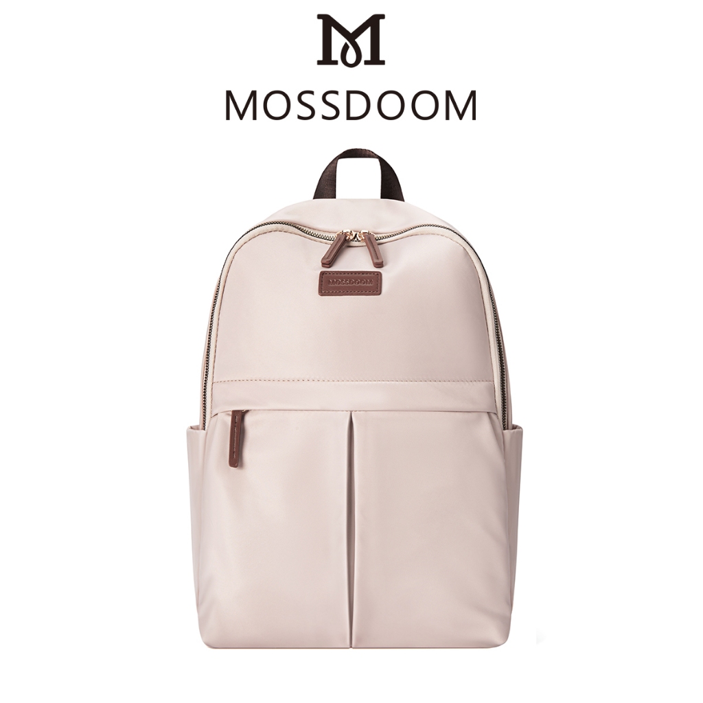 MOSSDOOMกระเป๋าสะพายใส่โน้ตบุ๊คได้ จุของได้เยอะ มีหลายช่อง มี4สี(แอปริคอท,ดำ,ชมพูม่วง,เทา)