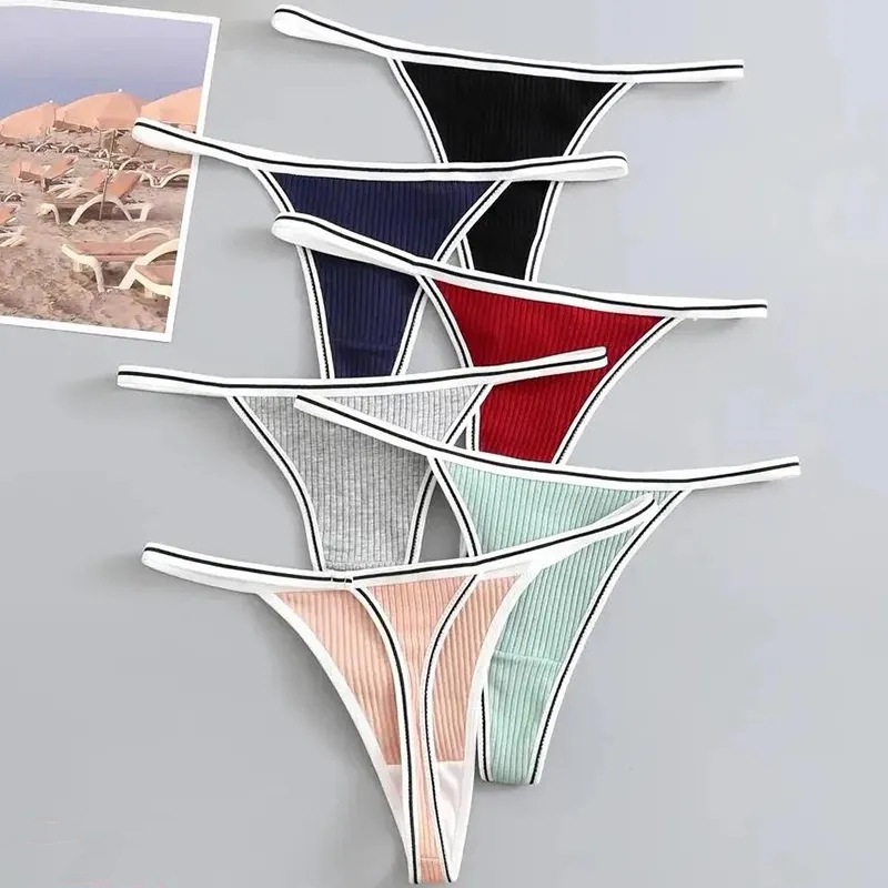 A-122 กางเกงในจีสตริง เซ็กซี่ ทรงสายฝอ สีพื้นผ้าร่อง สายเล็ก พร้อมส่ง