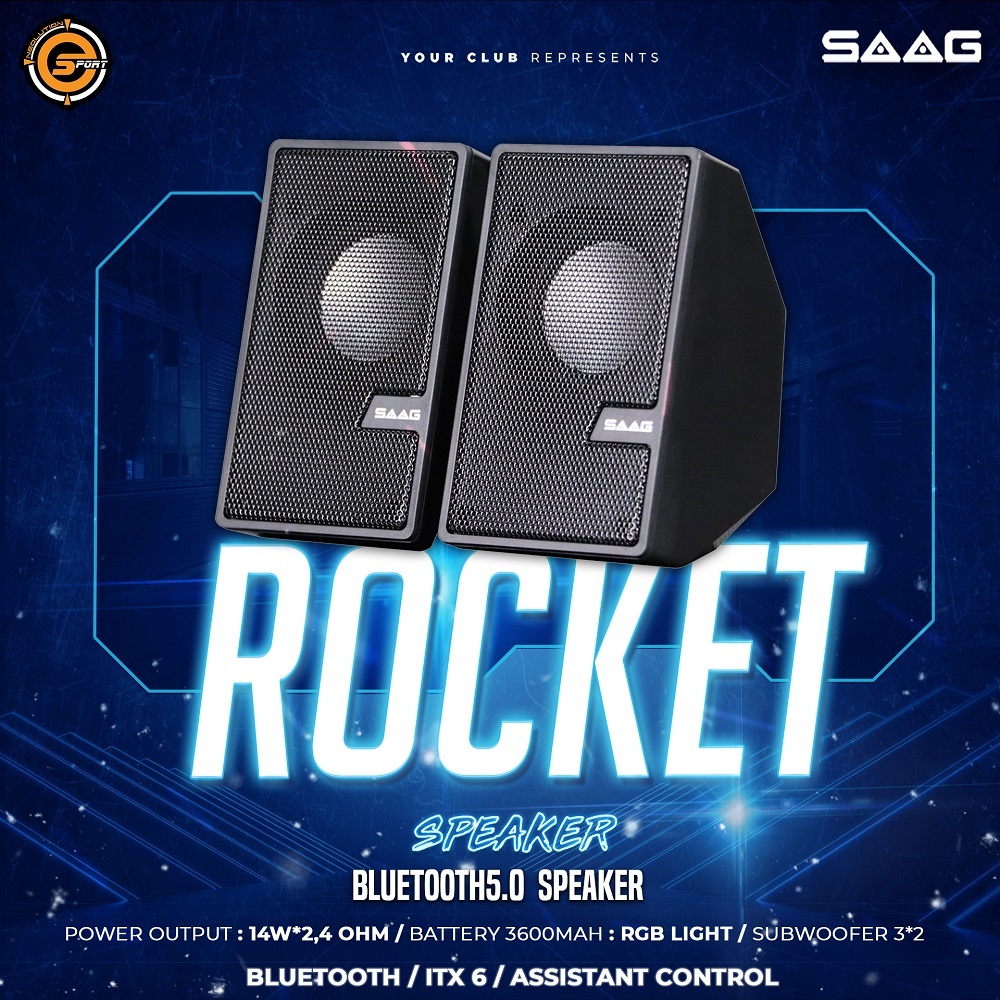 SAAG Bluetooth Speaker ROCKET (D70BT) ลำโพงฟังเพลง ลำโพงเล่นเกม ลำโพงบลูทูธ