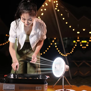 พัดลมแคมป์ปิ้ง 8000/4000Mah พัดลมพกพา USB Camping Fan LED ไฟแคมป์ปิ้ง พัดลมตั้งโต๊ะ 3 in 1