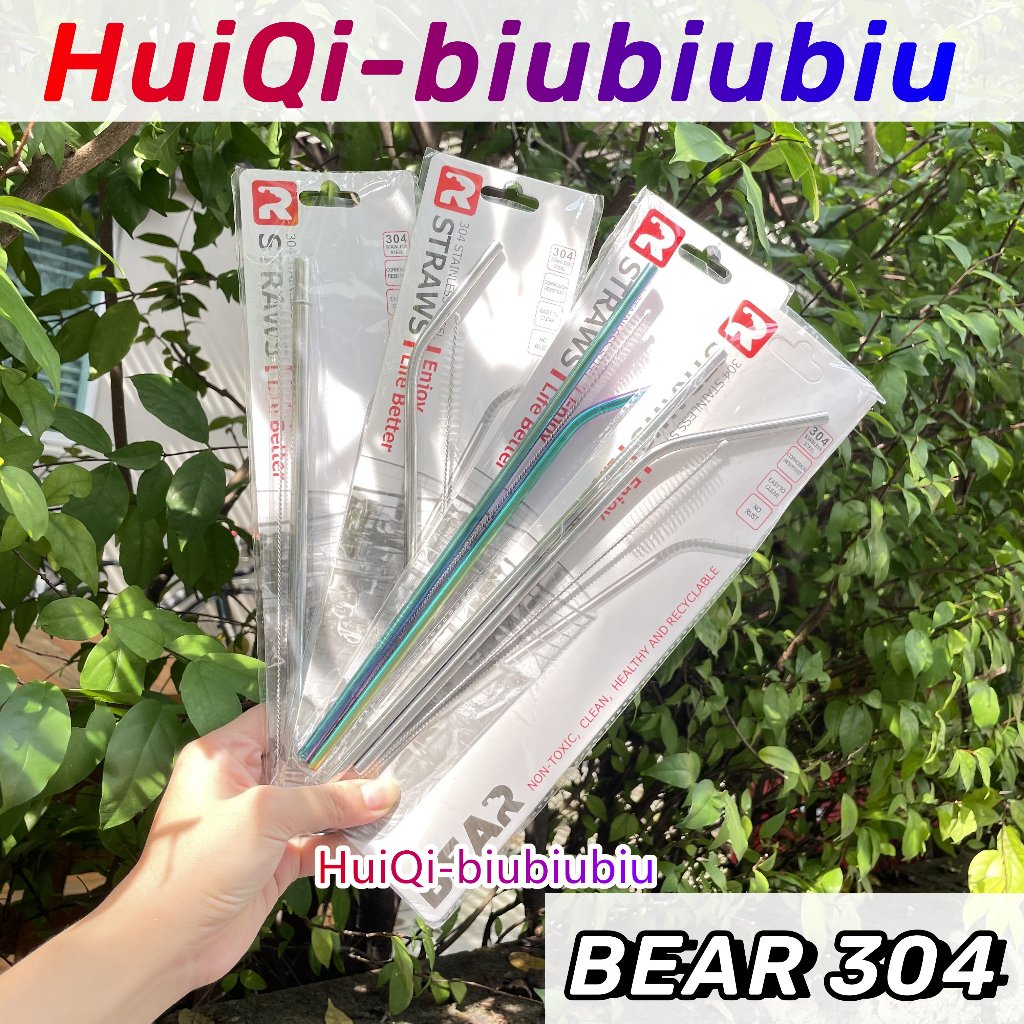 【COD】BEAR ฟางถ้วยแก้วสแตนเลส 304 พร้อมแปรงไม่เป็นสนิม เหมาะสำหรับหลอดตรงและโค้ง 20oz 25oz 30oz 890ml