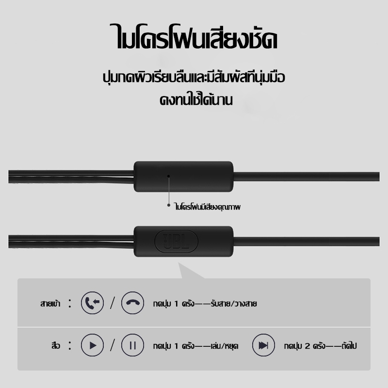 JBL หูฟัง C100SI หูฟังสเตอริโอเบส แบบมีสาย 3.5 มม. พร้อมไมโครโฟน สําหรับ Android I0S โทรศัพท์มือถือ