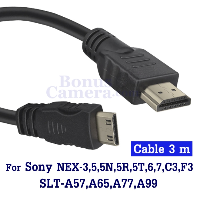 สาย HDMI ใช้ต่อกล้องโซนี่ NEX-3,5,5N,5R,5T,6,7,C3,F3 SLT-A57,A65,A77,A99 เข้ากับ HD TV,Monitor,Proje