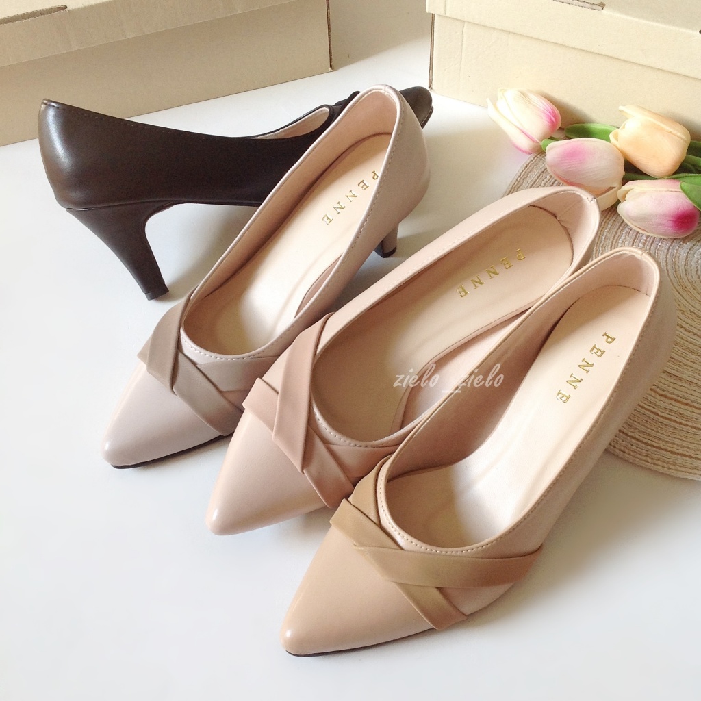 (JM9009) รองเท้าคัชชู ส้นสูง งานกล่องคุณภาพดี PENNE By Zielo
