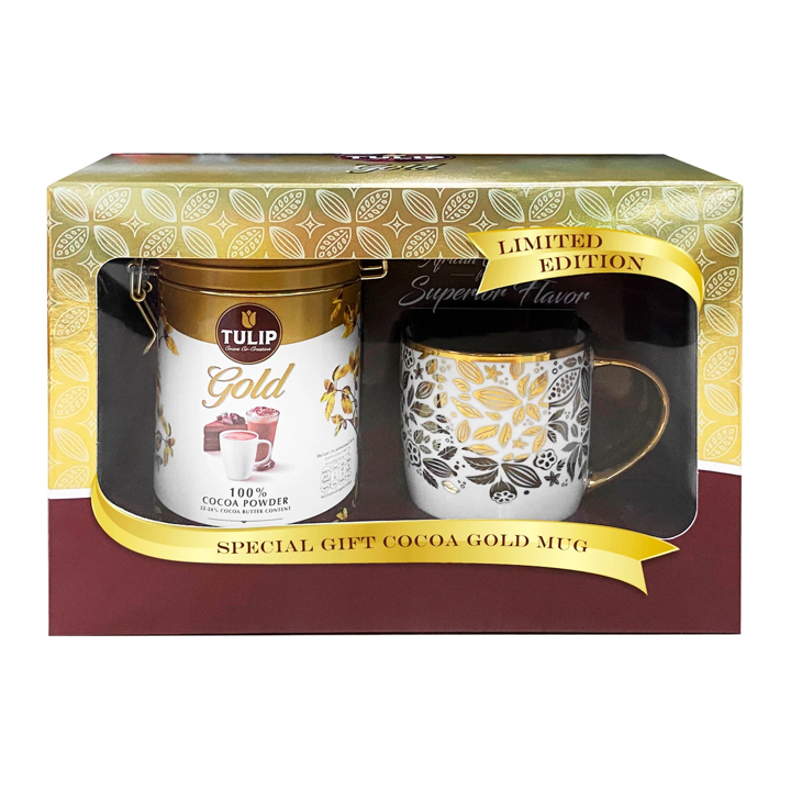 TULIP Gold 100% Cocoa Powder 200g. + Mug (Gift Set) ทิวลิป โกลด์ เครื่องดื่มโกโก้ กิฟเซ็ต
