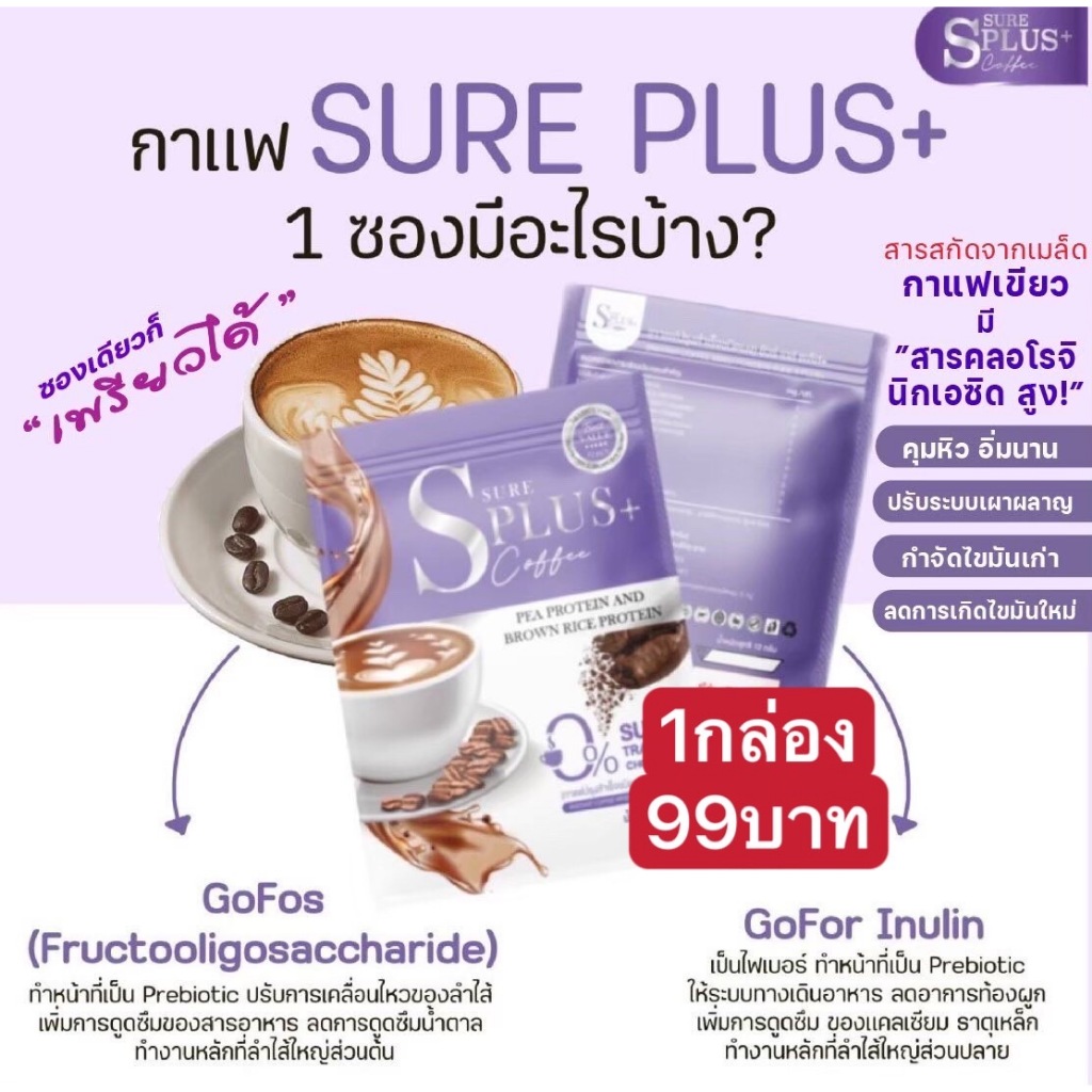 Coffee Sure S Plus กาแฟชัวร์เอสพลัส แบบซอง 12 กรัม
